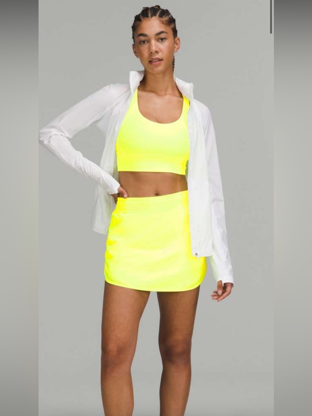Lululemon Hotty Hot Neon Yellow Skort Skirt long Size 8